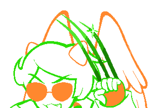 Davepetasprite hunched over, with their claws extended.