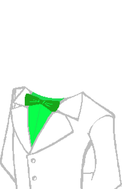 Doc Scratch. A being in a white suit with a green bowtie, with an enormous white cueball for a head. His body crackles with the energy of the Green Sun.