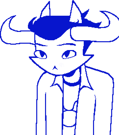 Tavros-sprite, brow furrowed, looking a bit morose