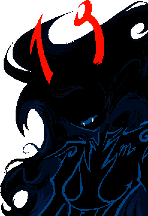 Mindfang, looking down, silent.