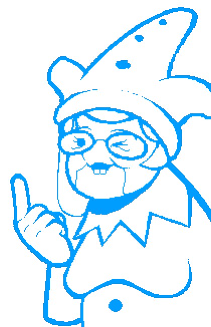 Nannasprite winking and waggling her finger