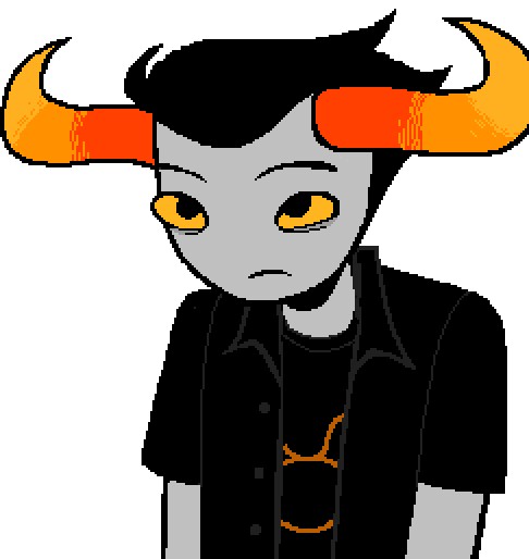 Tavros, frowning without speaking