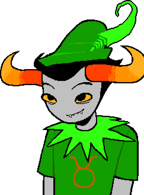 Tavros, in his green Pupa Pan costume.