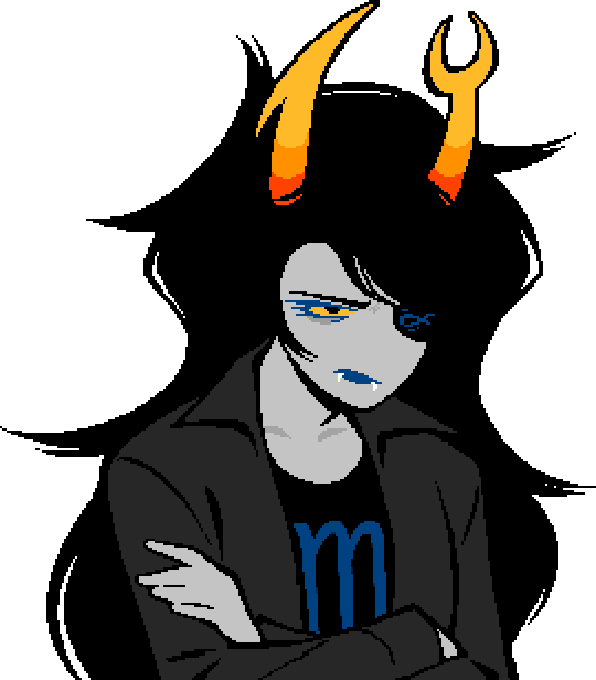 Vriska, unamused, arms crossed, gaze lowered