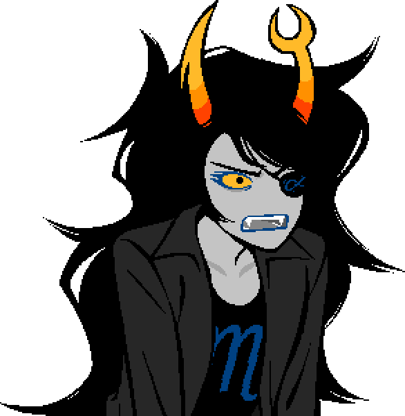 Adult Vriska, mouth agape, eyebrow twitching