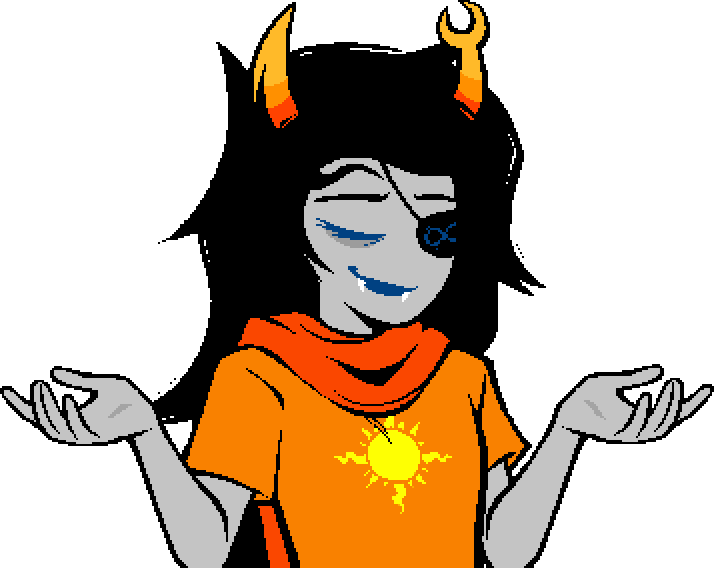 Vriska smirking and shrugging