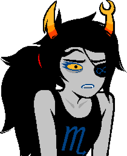 Vriska, shoulders hunched and glowering