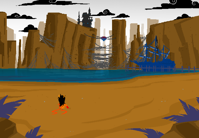 Vriska, back at the beach outside her hive.