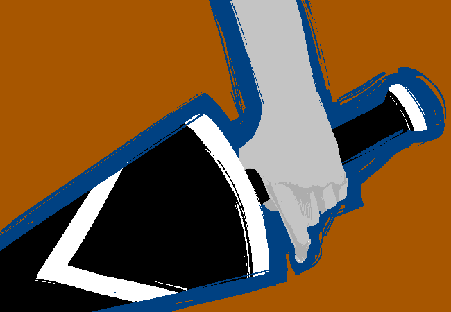 Close-up of Tavros's hand, grasping the Cigarette Holder Lance