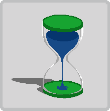 Chapter select button. A green hourglass with blue sand.